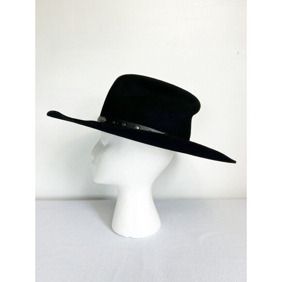 Silver Spur B bar H Cattleman Wool Felt Cowboy Hat in Black - Sz 7 - Picture 1 of 9